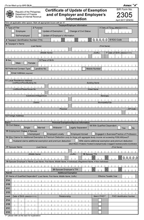 2305 bir form purpose|To be filled.